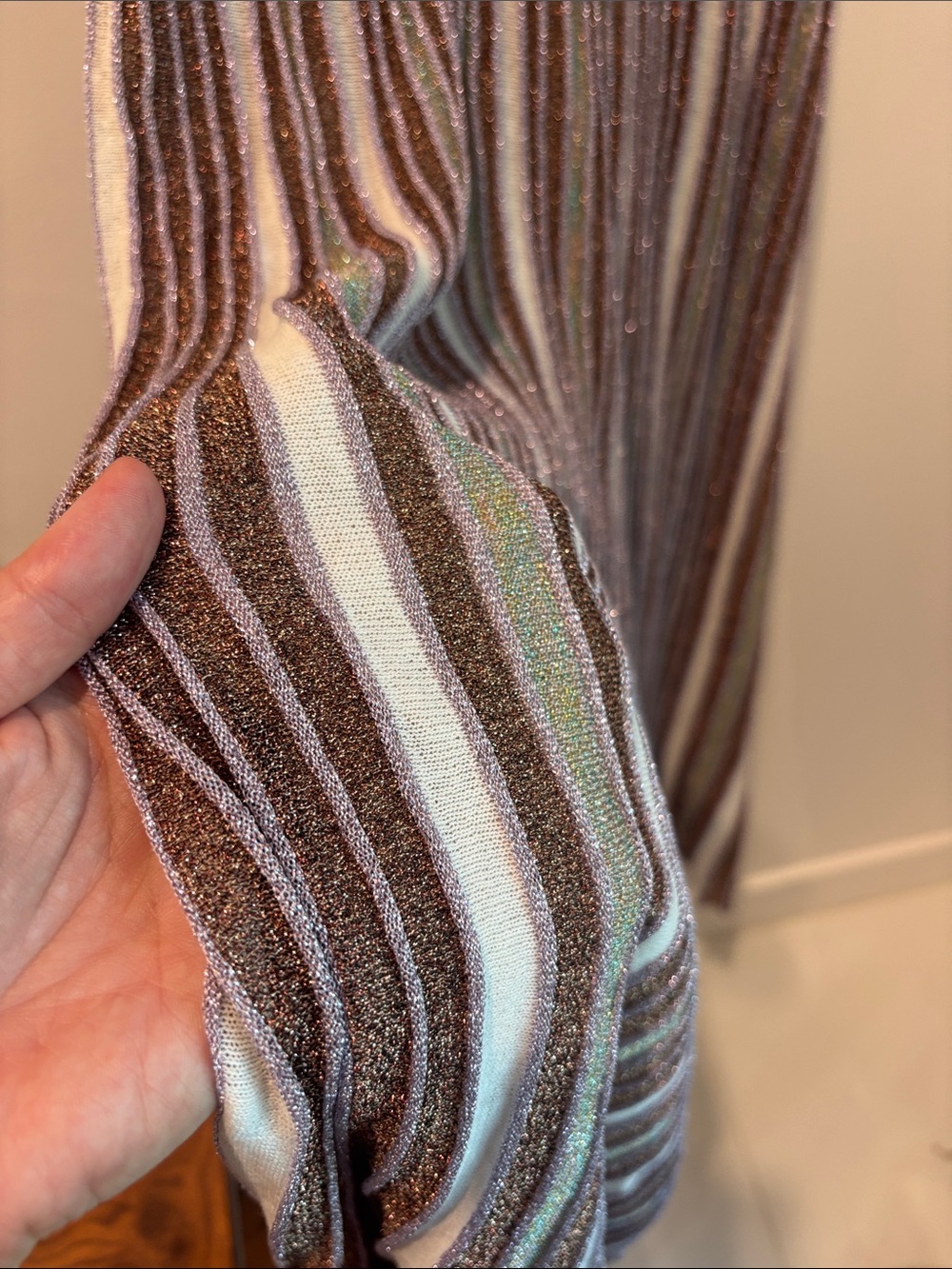 Missoni Striped Knit Maxi Dress in Mauve and Cream - Picture 5 of 7